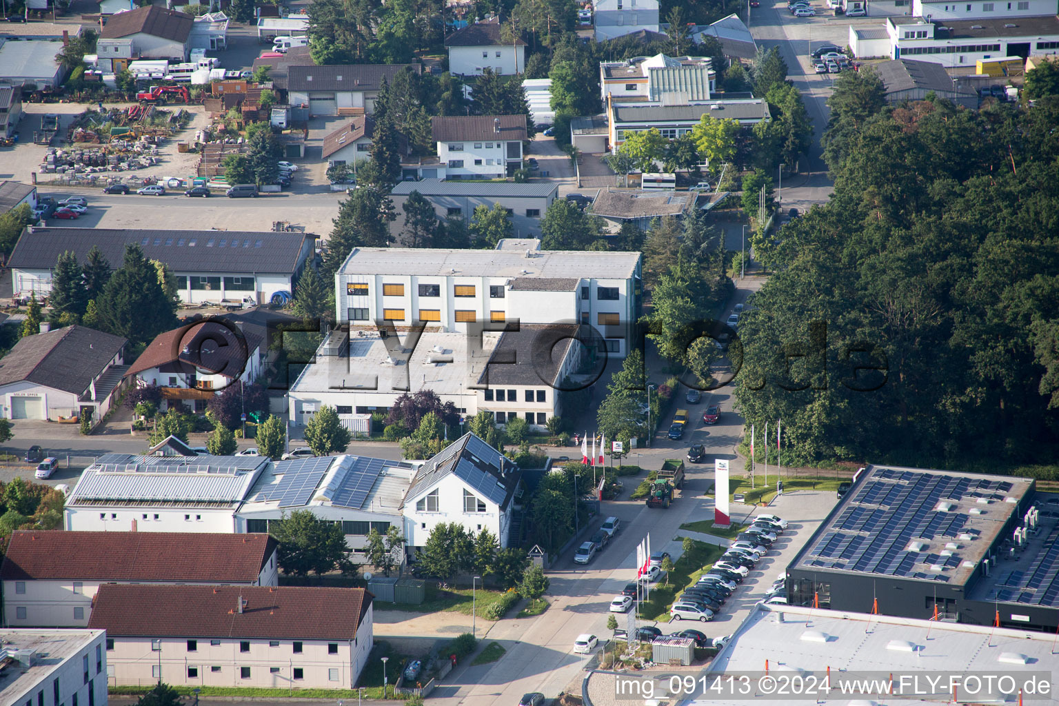 Aerial photograpy of Sandwiese Industrial Area in Alsbach-Hähnlein in the state Hesse, Germany