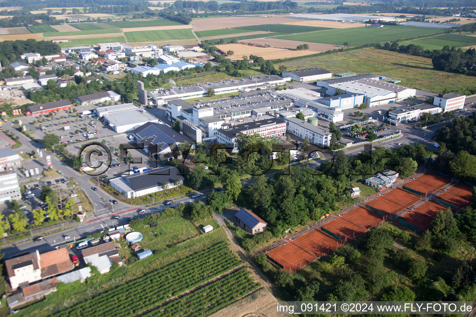 Sandwiese Industrial Area in Alsbach-Hähnlein in the state Hesse, Germany viewn from the air