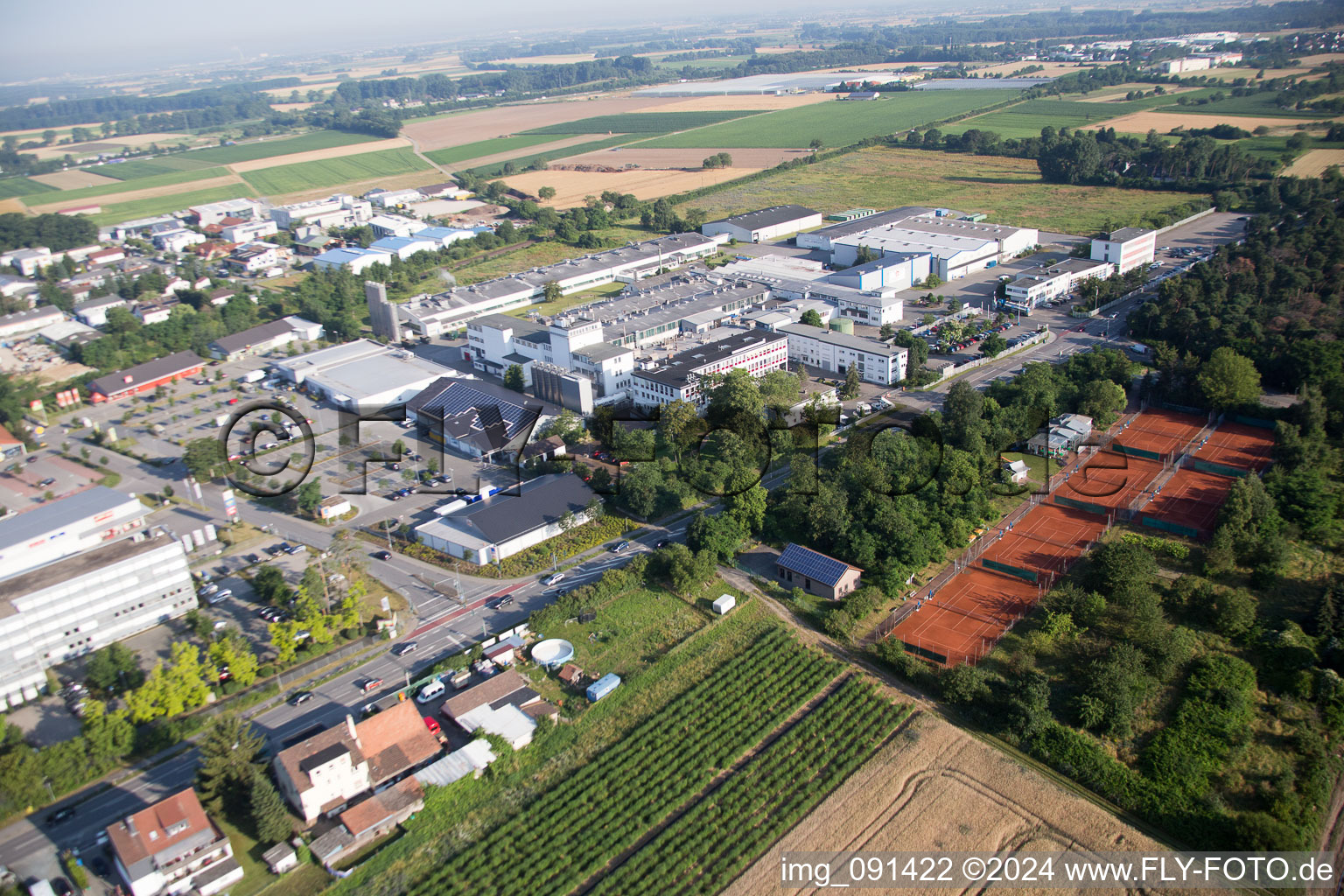 Drone recording of Sandwiese Industrial Area in Alsbach-Hähnlein in the state Hesse, Germany