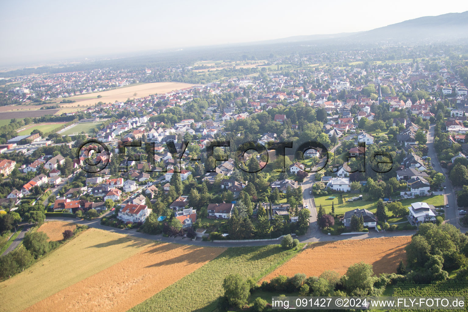 Alsbach-Hähnlein in the state Hesse, Germany seen from a drone