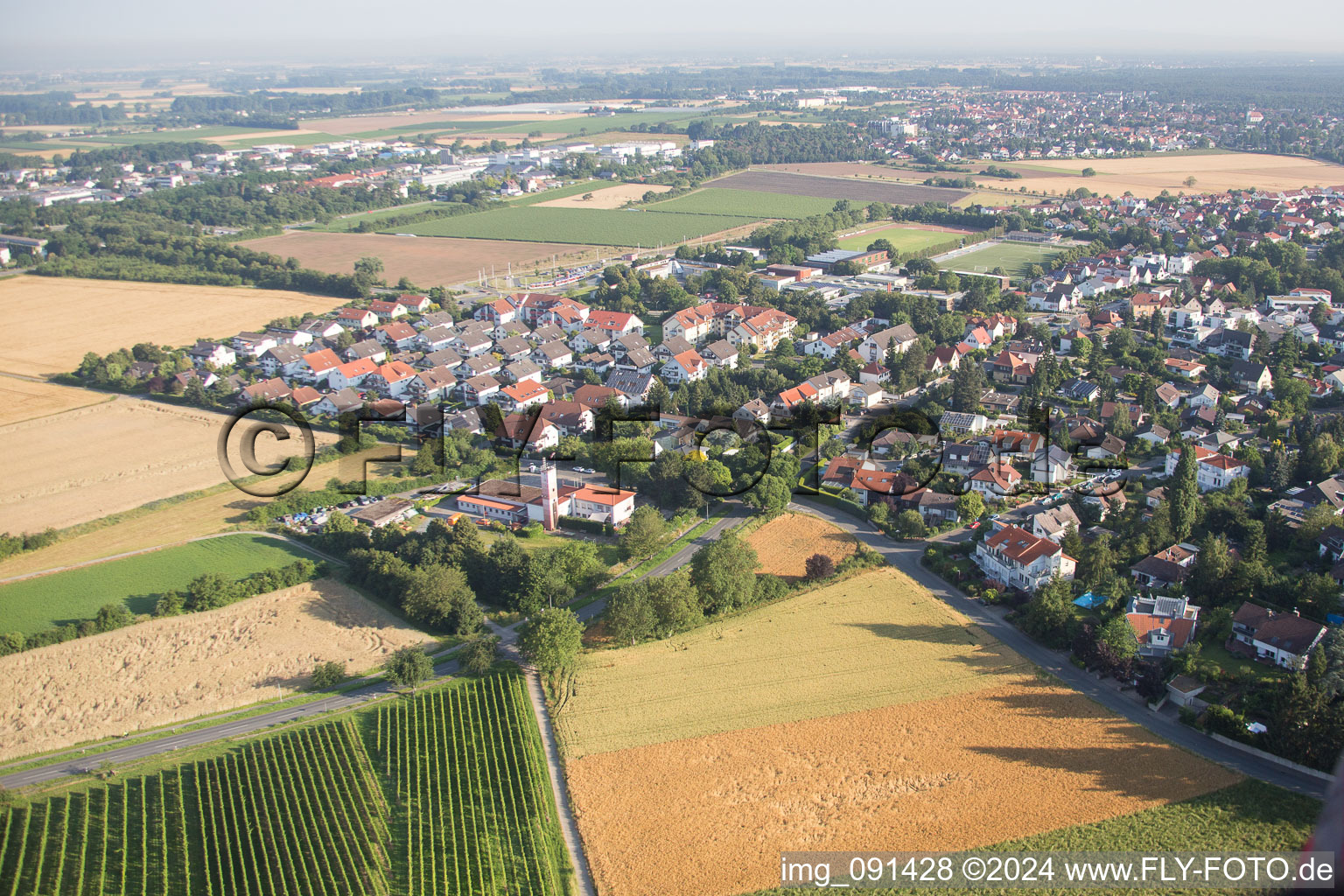 Aerial view of Alsbach-Hähnlein in the state Hesse, Germany