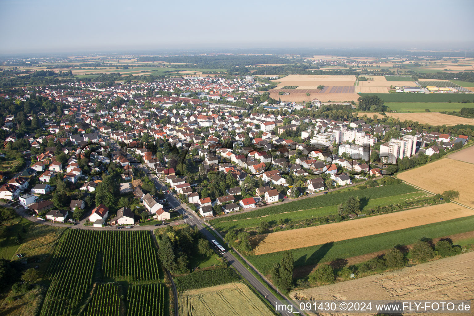 Oblique view of Alsbach-Hähnlein in the state Hesse, Germany