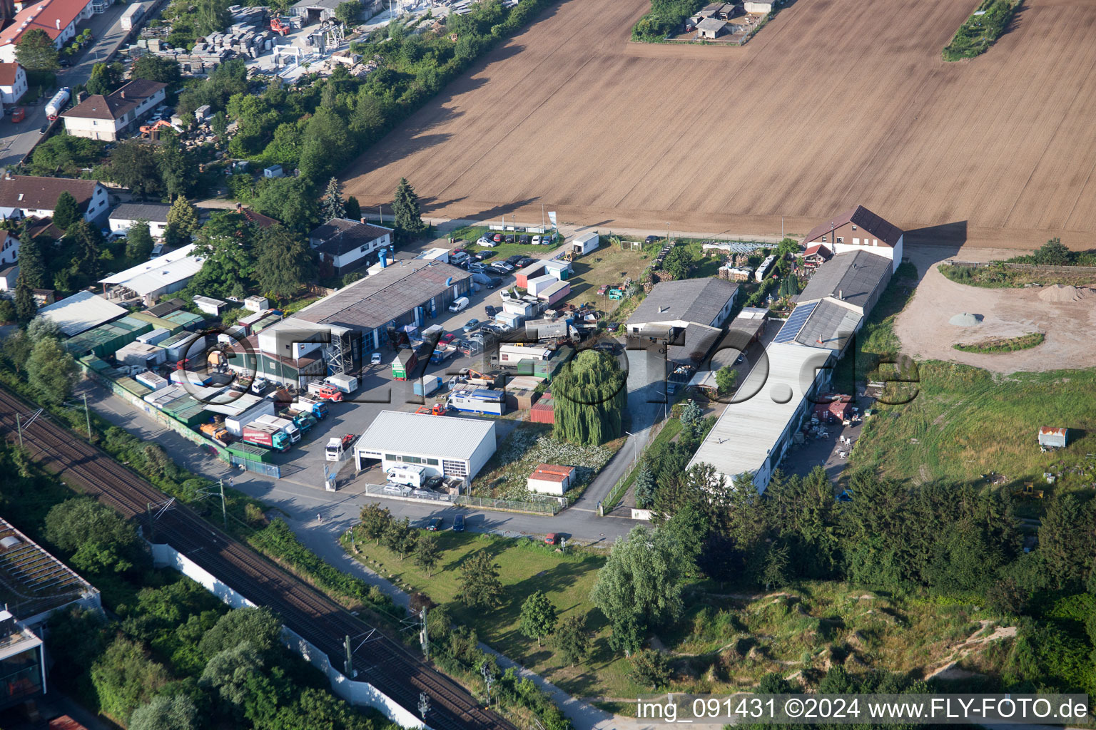 Sandwiese Industrial Area in Alsbach-Hähnlein in the state Hesse, Germany from a drone