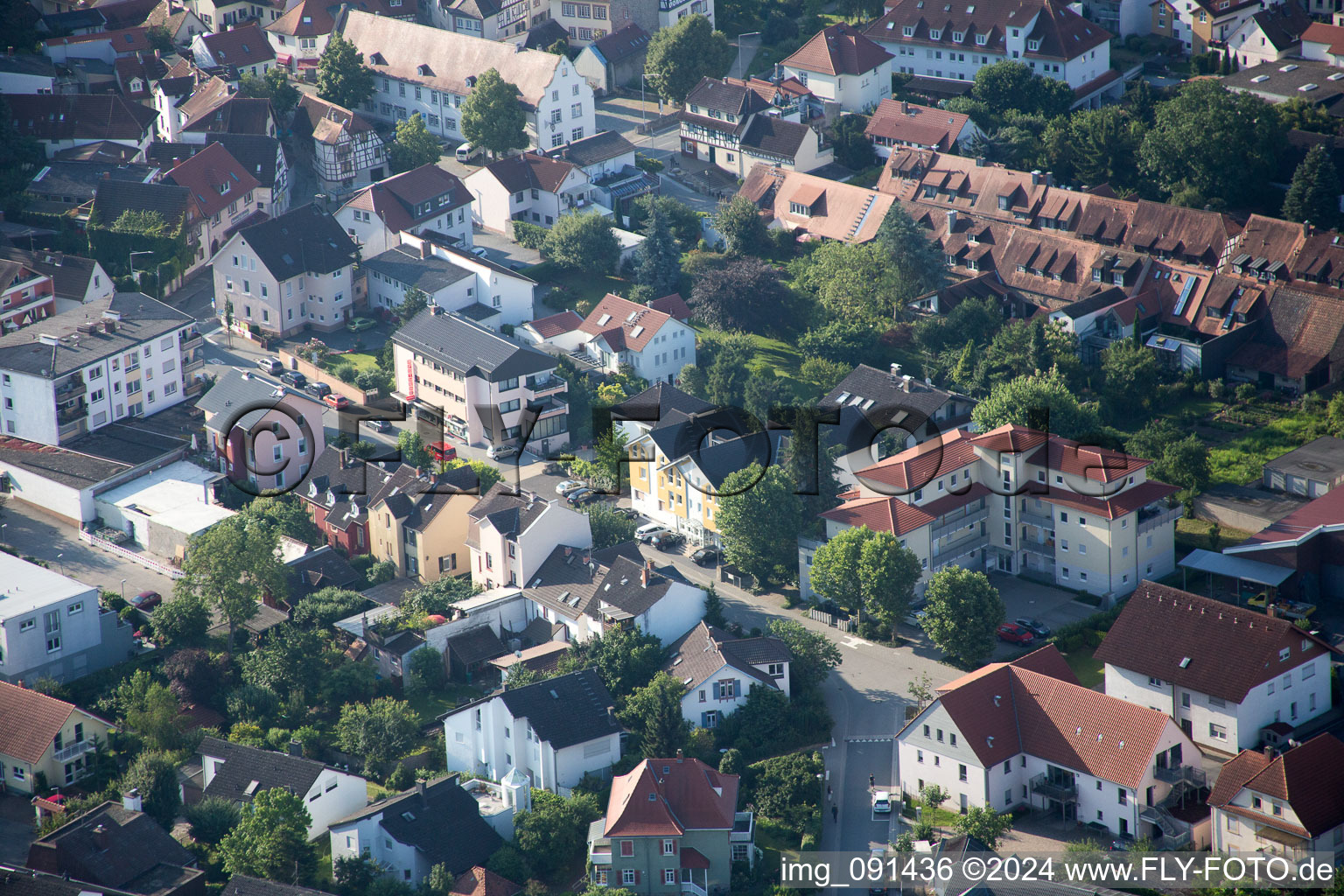 Zwingenberg in the state Hesse, Germany from above