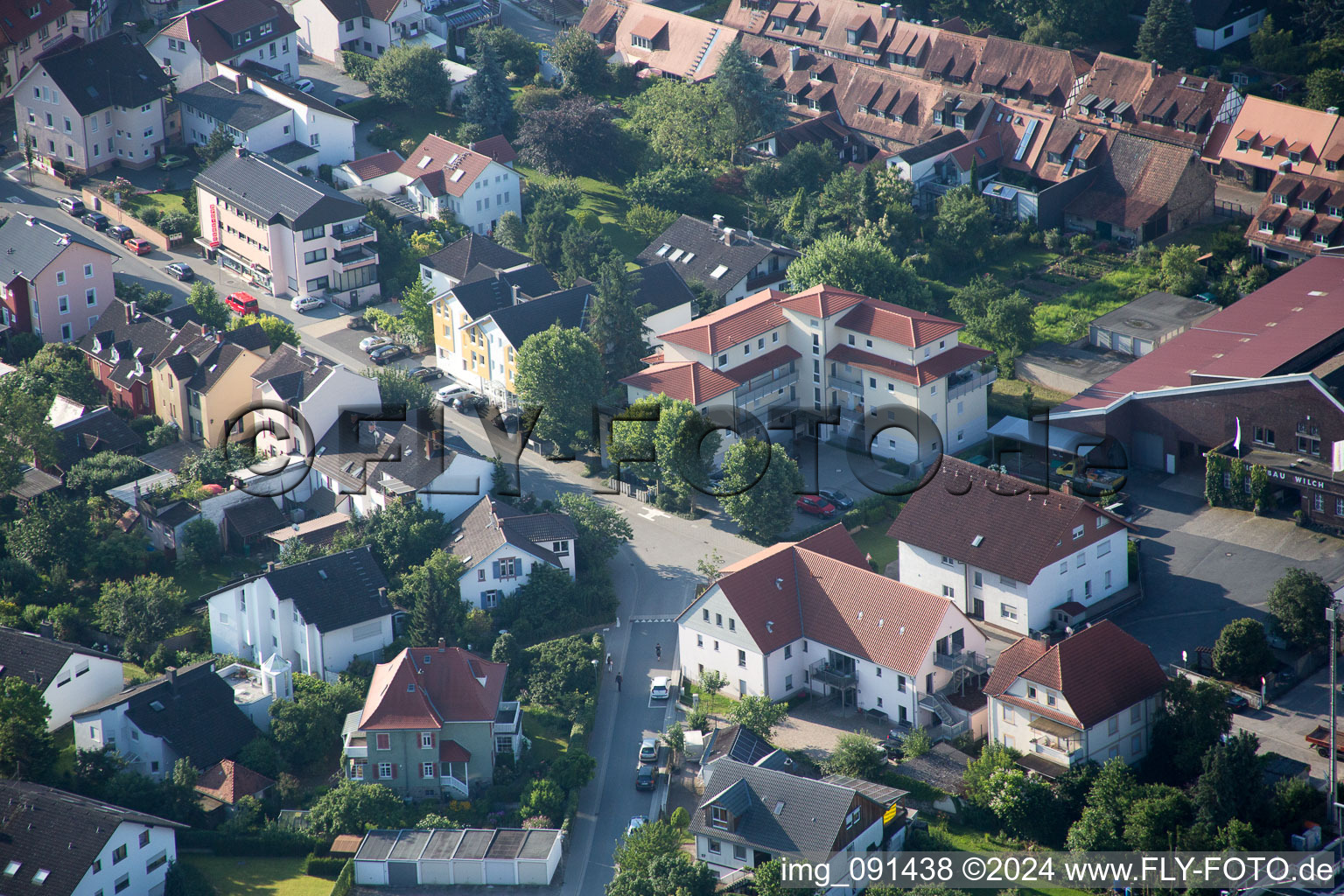 Zwingenberg in the state Hesse, Germany seen from above