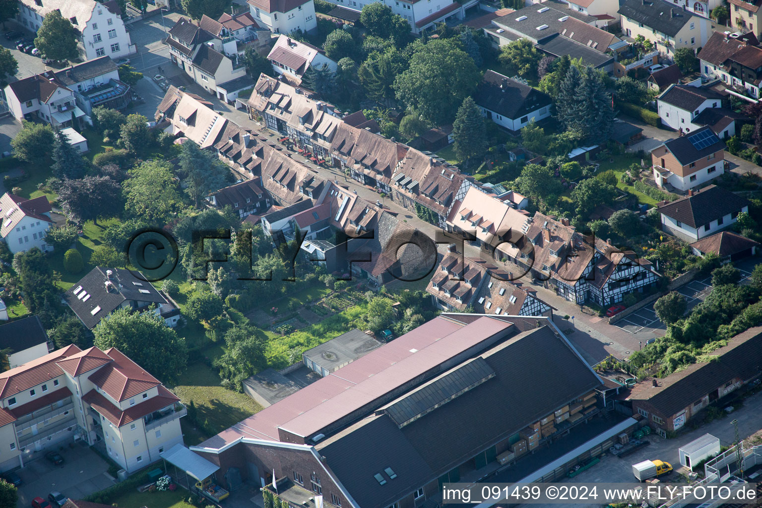 Zwingenberg in the state Hesse, Germany from the plane