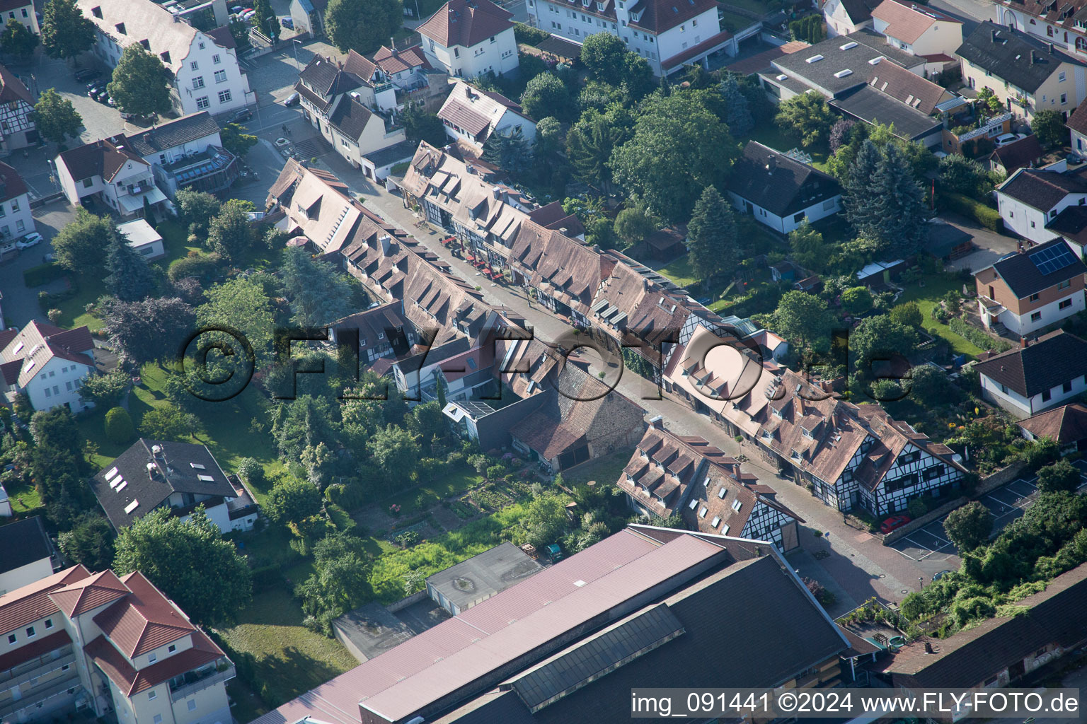 Zwingenberg in the state Hesse, Germany viewn from the air