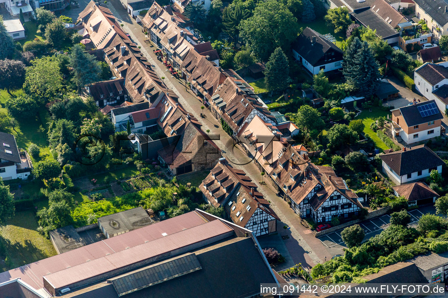 Old Town area Scheuergasse in Zwingenberg in the state Hesse, Germany