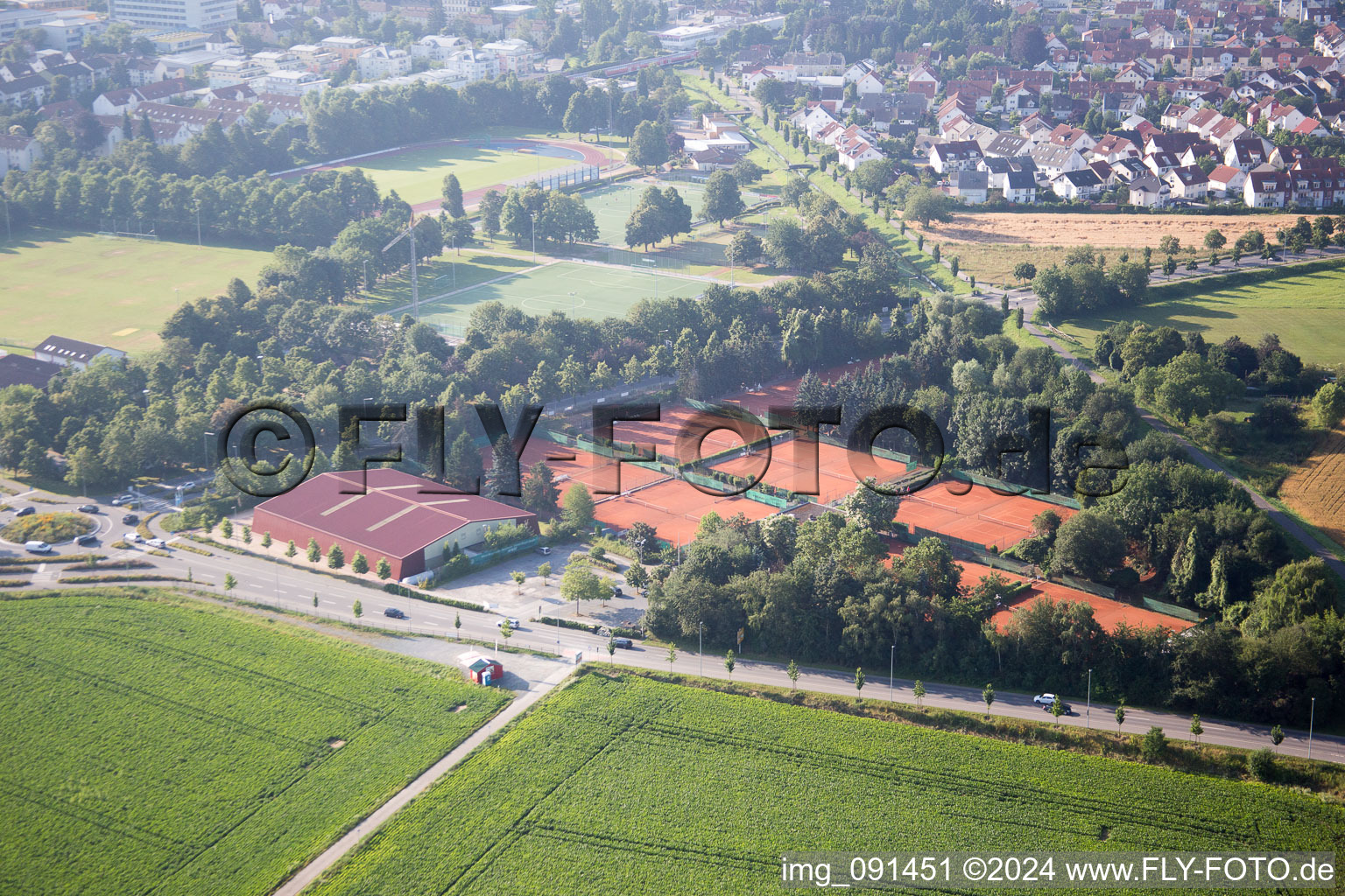 Aerial view of District Auerbach in Bensheim in the state Hesse, Germany