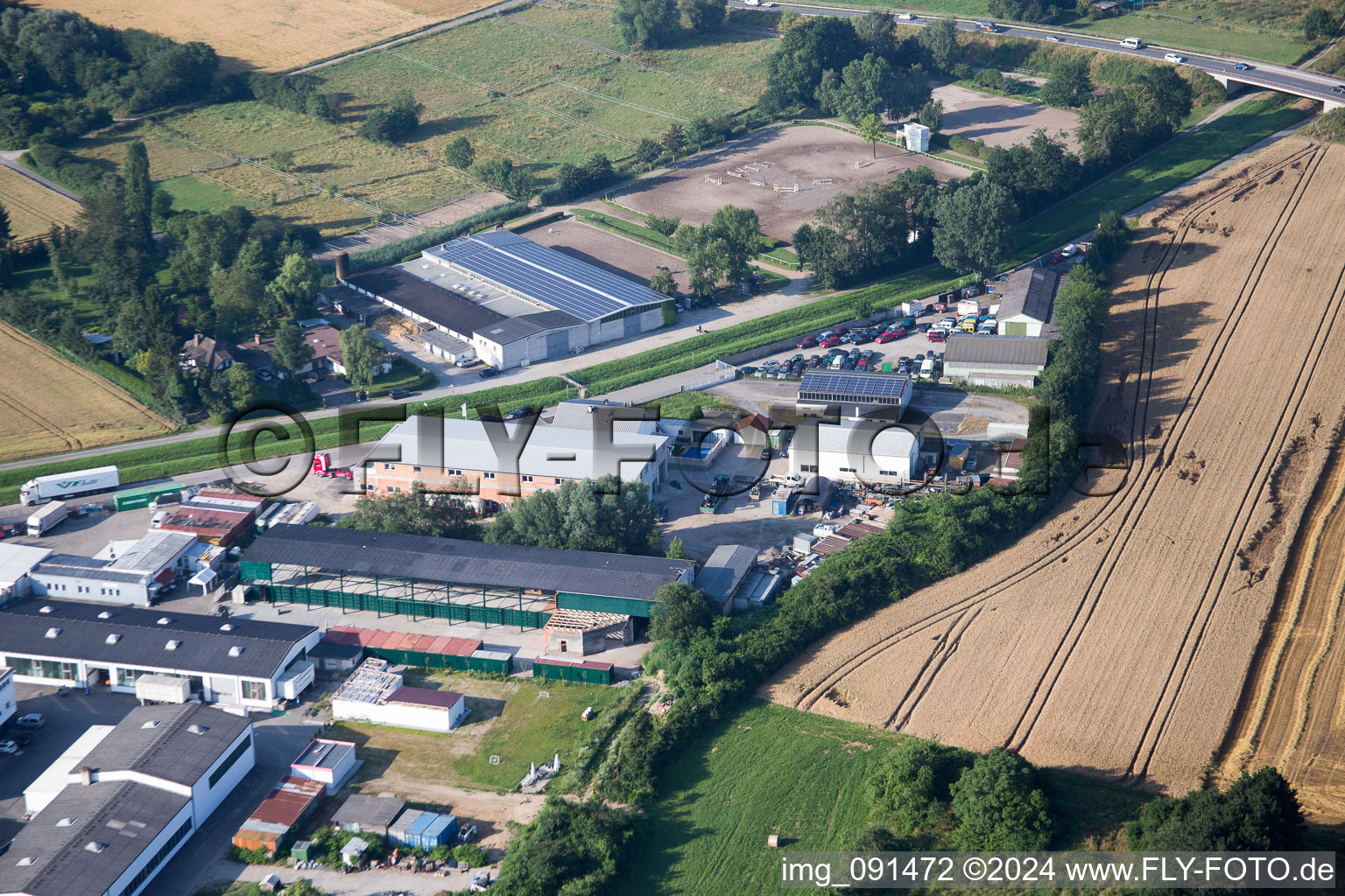 Industrial area W in Bensheim in the state Hesse, Germany seen from a drone