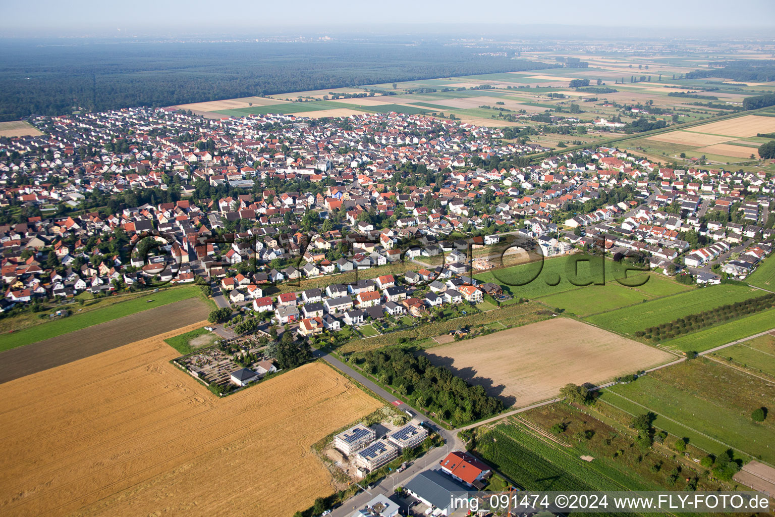 Town View of the streets and houses of the residential areas in Einhausen in the state Hesse, Germany