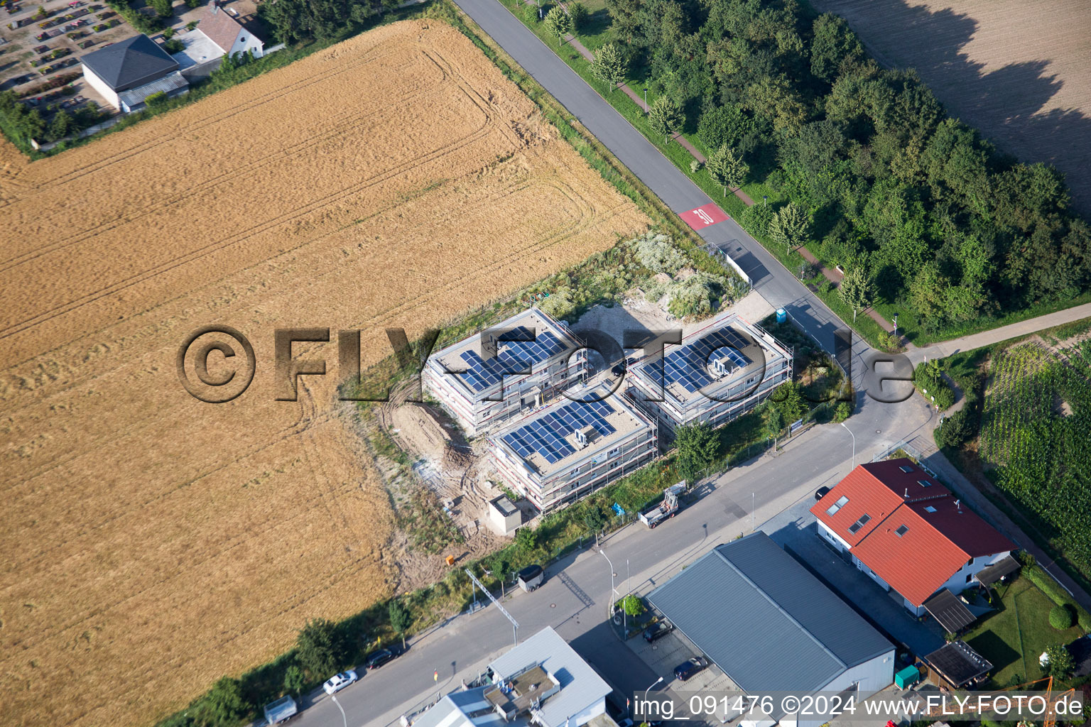 Oblique view of District Auerbach in Bensheim in the state Hesse, Germany