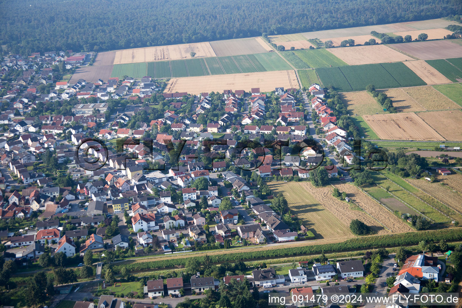 Drone recording of Einhausen in the state Hesse, Germany