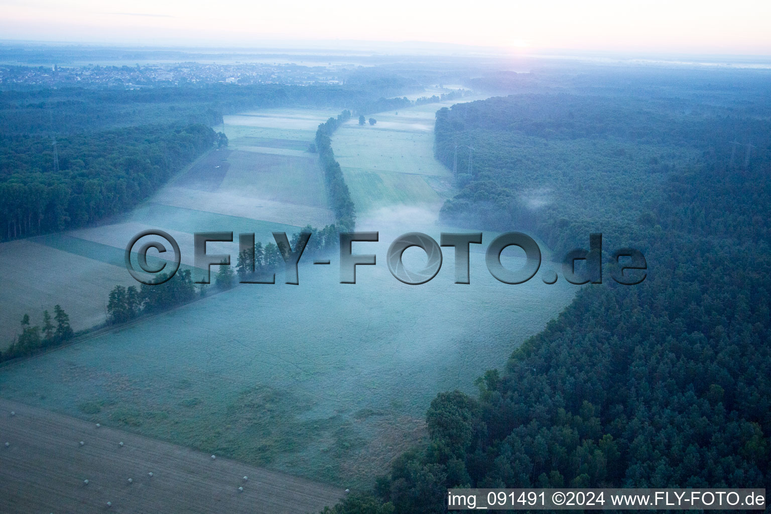 Otterbach Valley in Kandel in the state Rhineland-Palatinate, Germany from the plane