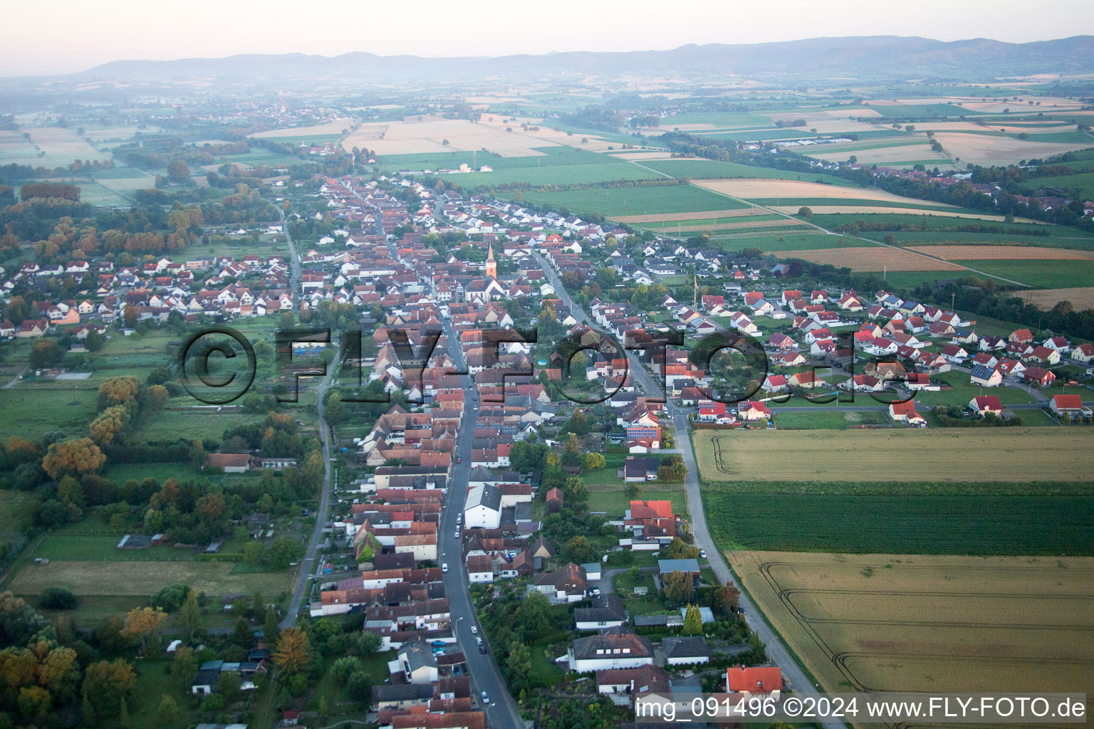 Bird's eye view of District Schaidt in Wörth am Rhein in the state Rhineland-Palatinate, Germany