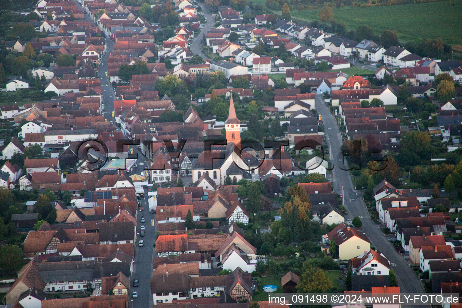 Drone recording of District Schaidt in Wörth am Rhein in the state Rhineland-Palatinate, Germany