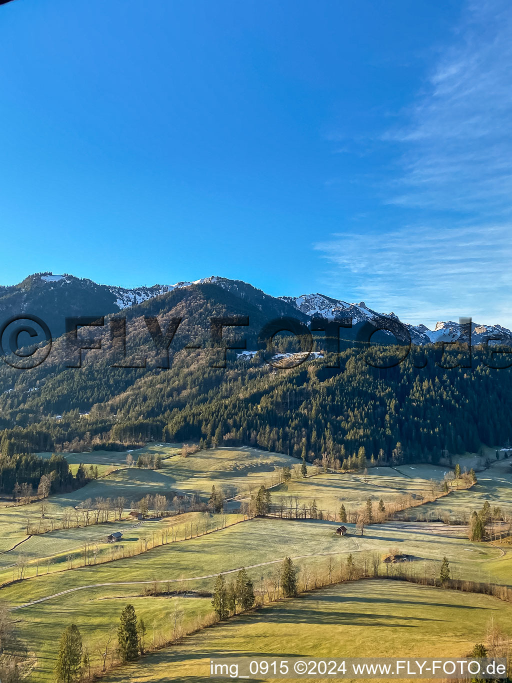 Aerial view of District Schlegldorf in Lenggries in the state Bavaria, Germany