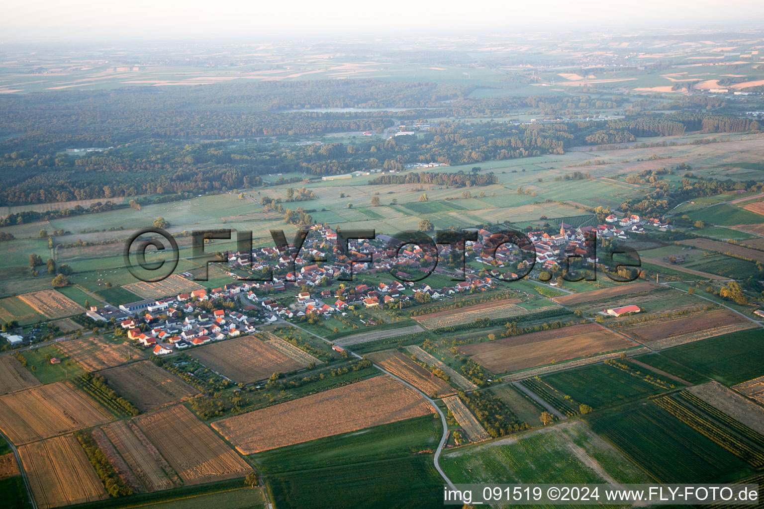 Bird's eye view of Schweighofen in the state Rhineland-Palatinate, Germany