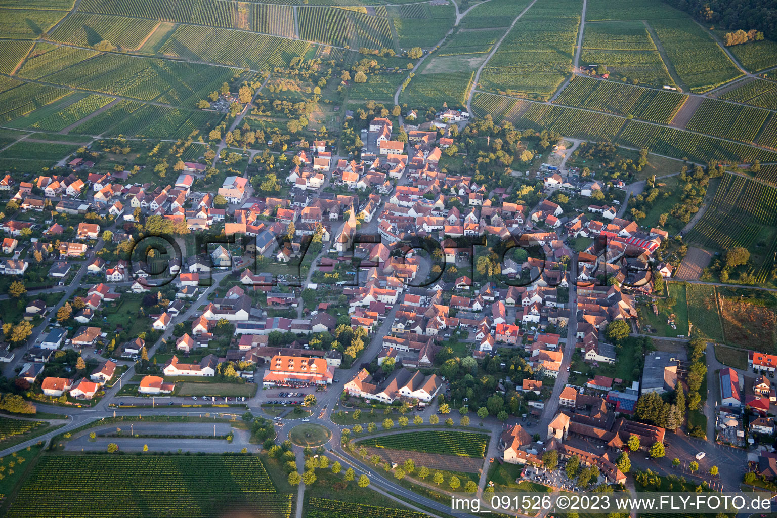 Drone image of District Rechtenbach in Schweigen-Rechtenbach in the state Rhineland-Palatinate, Germany