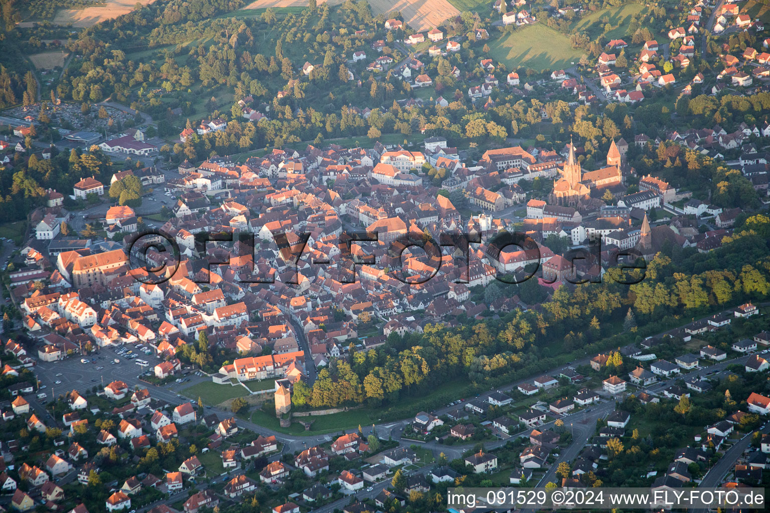 Aerial view of From northeast in Wissembourg in the state Bas-Rhin, France