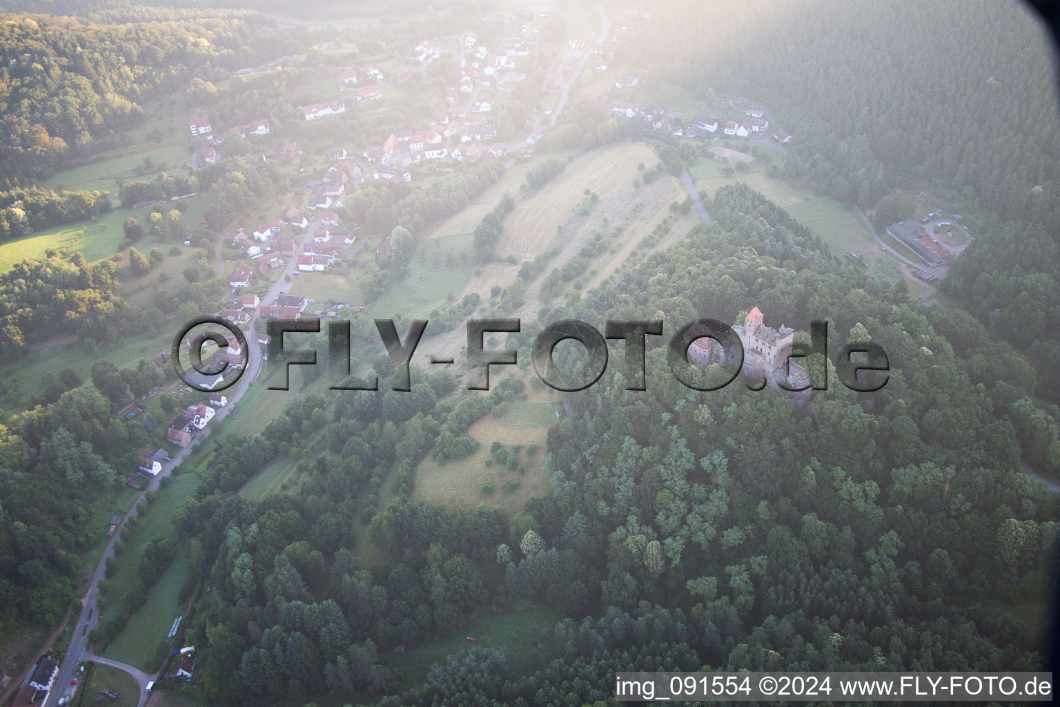 Erlenbach bei Dahn in the state Rhineland-Palatinate, Germany seen from above