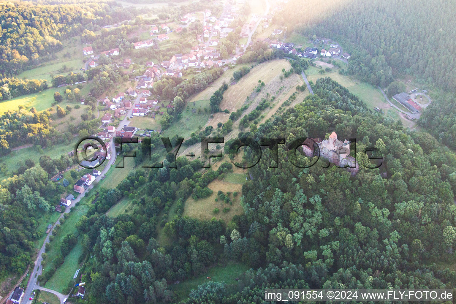 Erlenbach bei Dahn in the state Rhineland-Palatinate, Germany seen from above