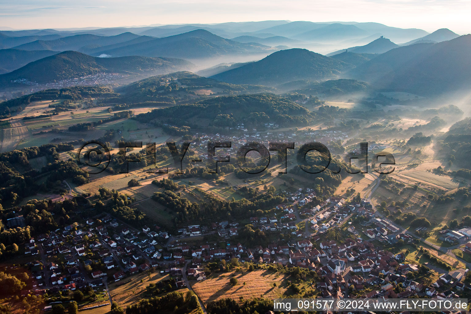 Oblique view of District Gossersweiler in Gossersweiler-Stein in the state Rhineland-Palatinate, Germany