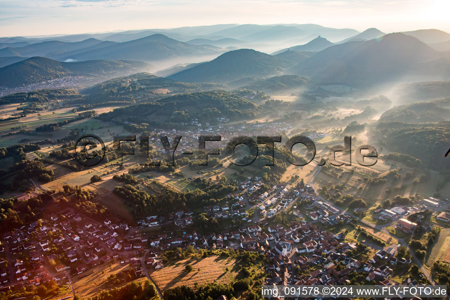 District Gossersweiler in Gossersweiler-Stein in the state Rhineland-Palatinate, Germany from above
