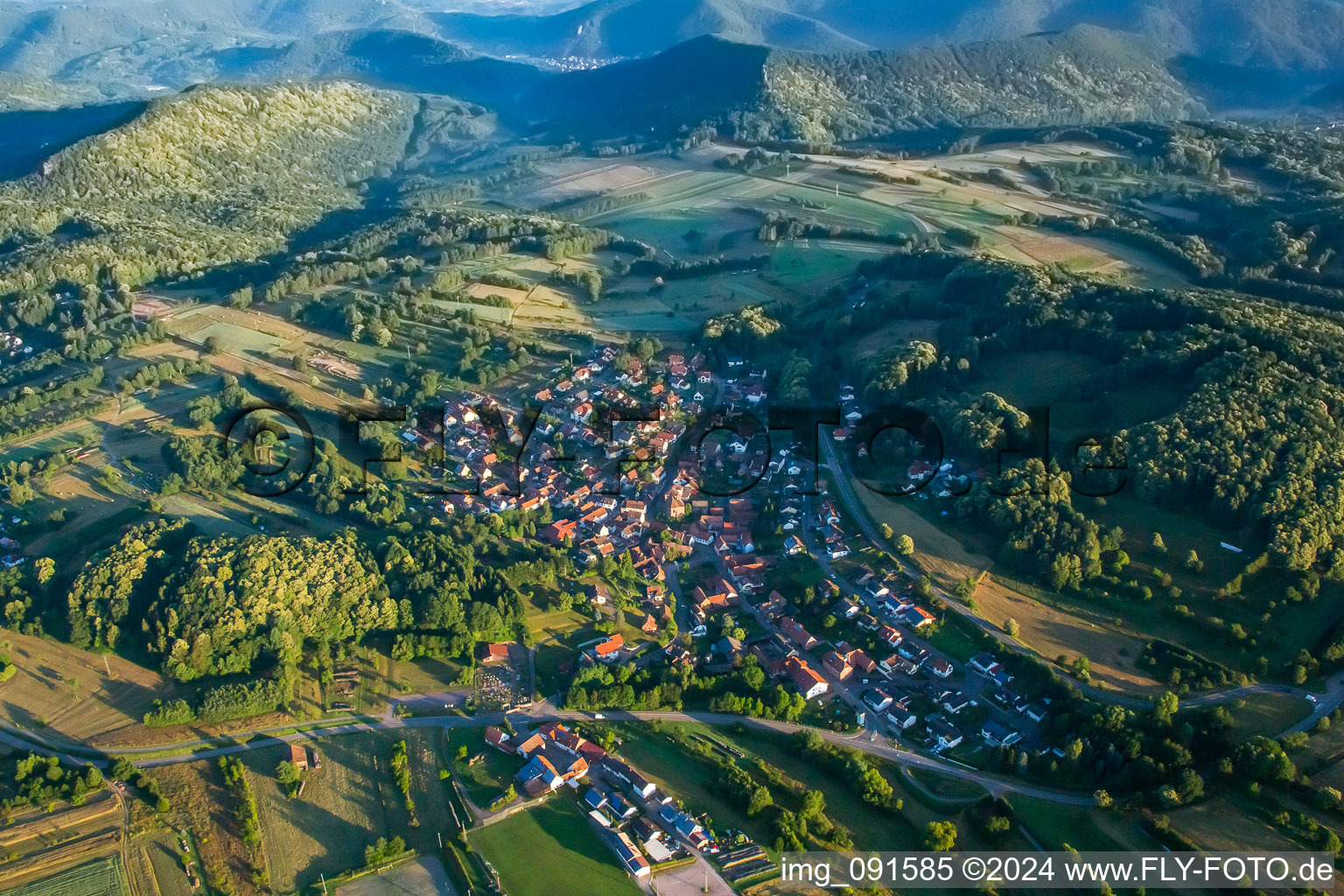 Aerial view of Völkersweiler in the state Rhineland-Palatinate, Germany