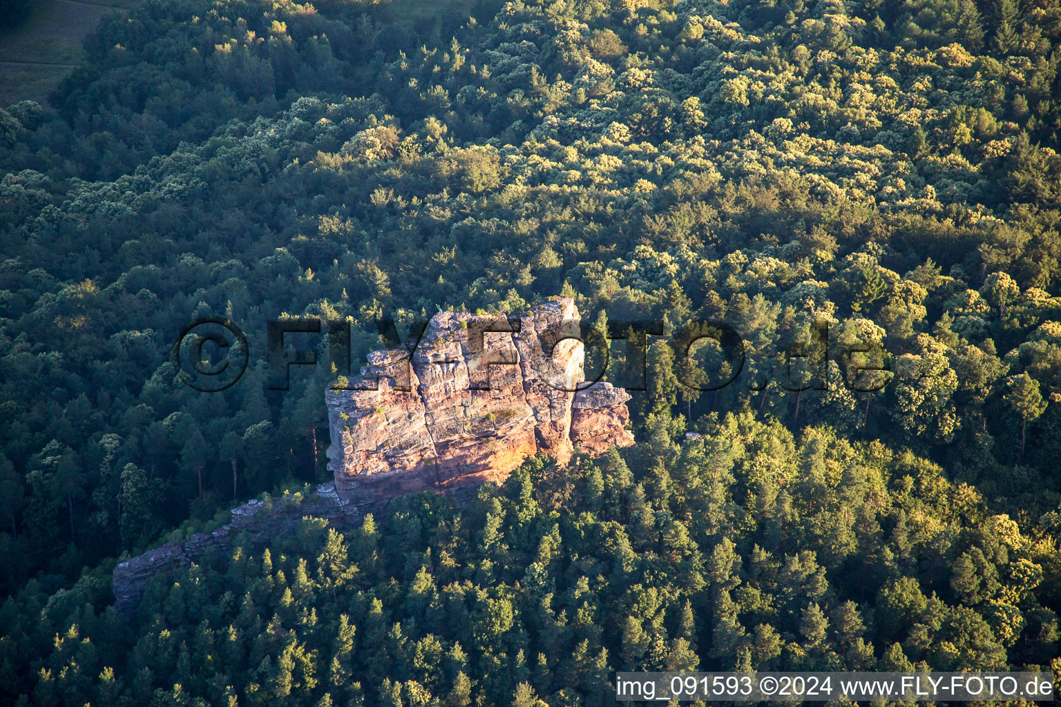 Aerial view of Asselstein in Annweiler am Trifels in the state Rhineland-Palatinate, Germany