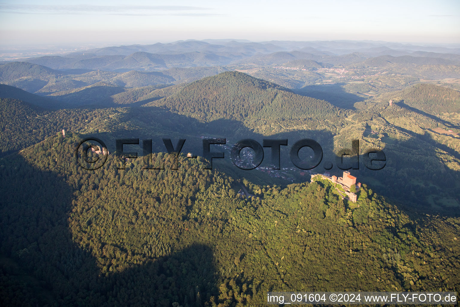 Oblique view of Trifels Castle in Annweiler am Trifels in the state Rhineland-Palatinate, Germany