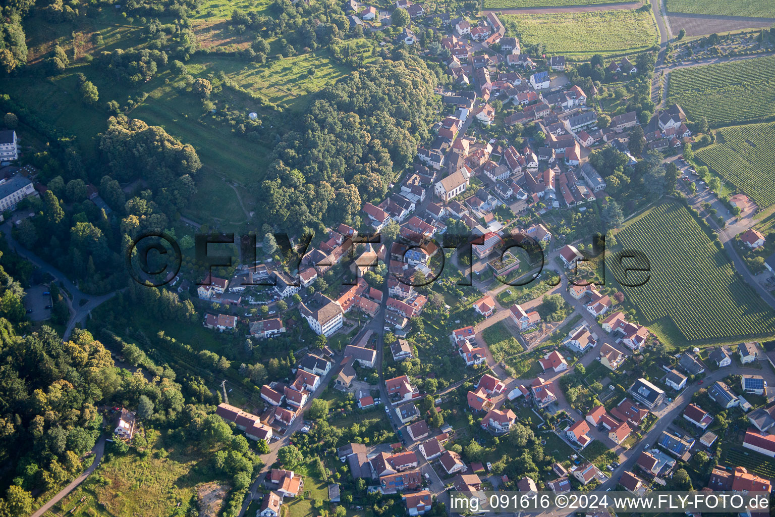 Aerial view of Gleisweiler in the state Rhineland-Palatinate, Germany