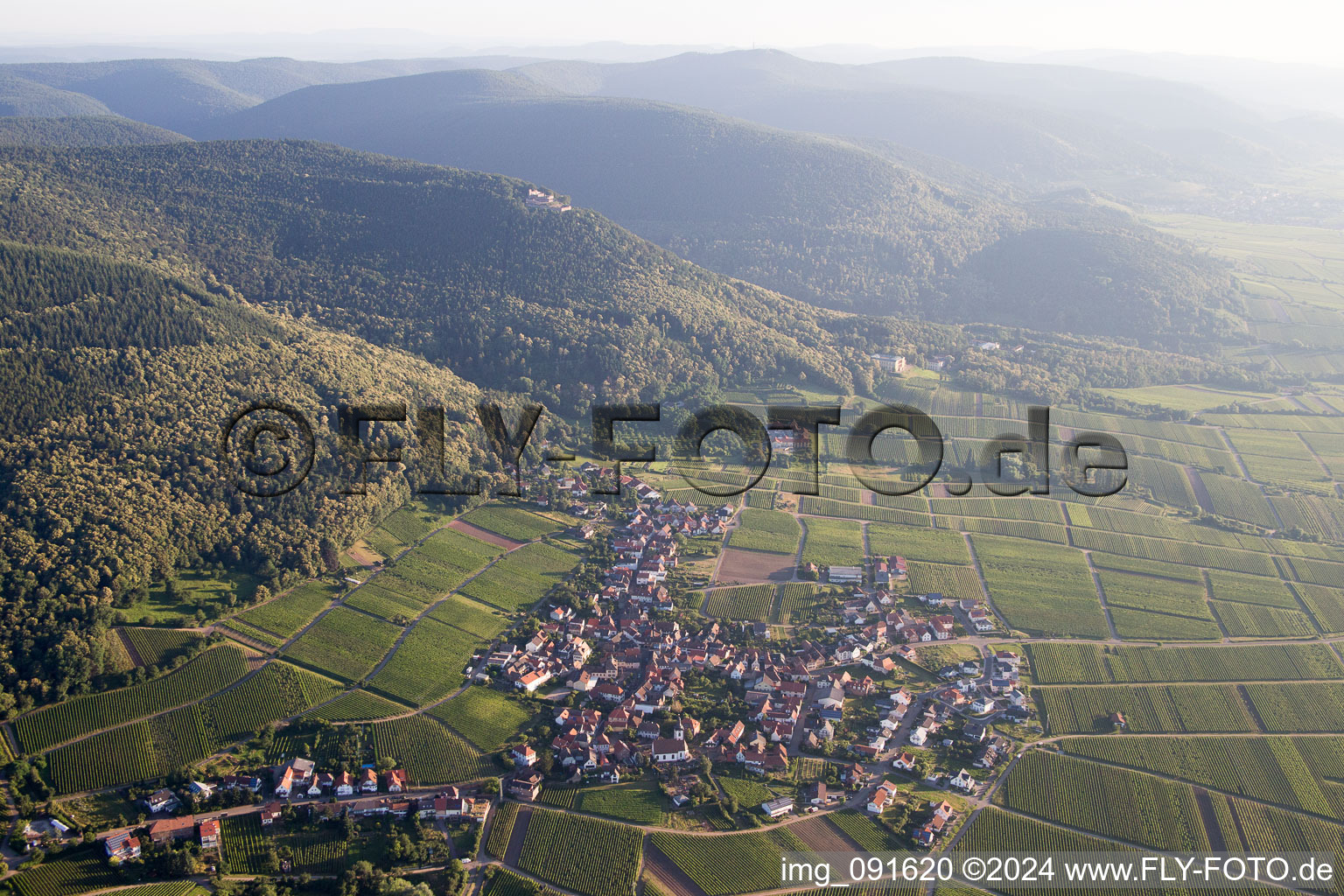 From the south in Weyher in der Pfalz in the state Rhineland-Palatinate, Germany