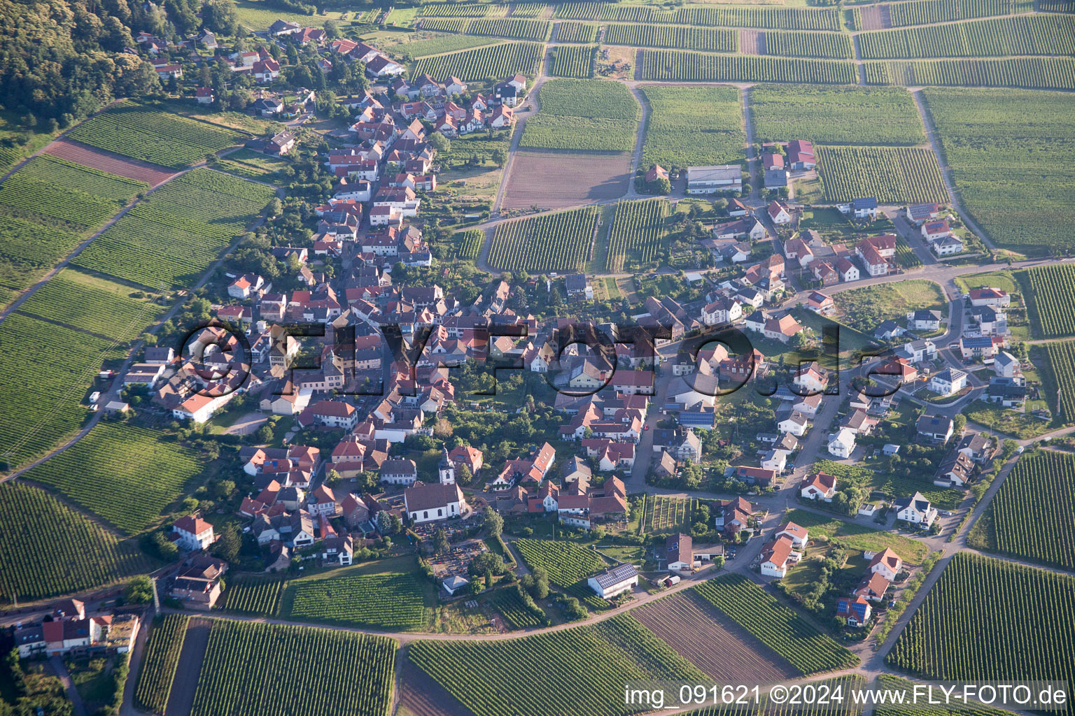 Weyher in der Pfalz in the state Rhineland-Palatinate, Germany from the plane