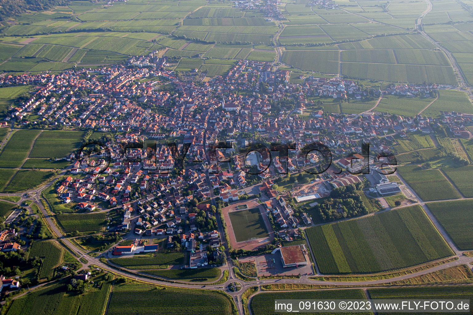 Oblique view of Edenkoben in the state Rhineland-Palatinate, Germany