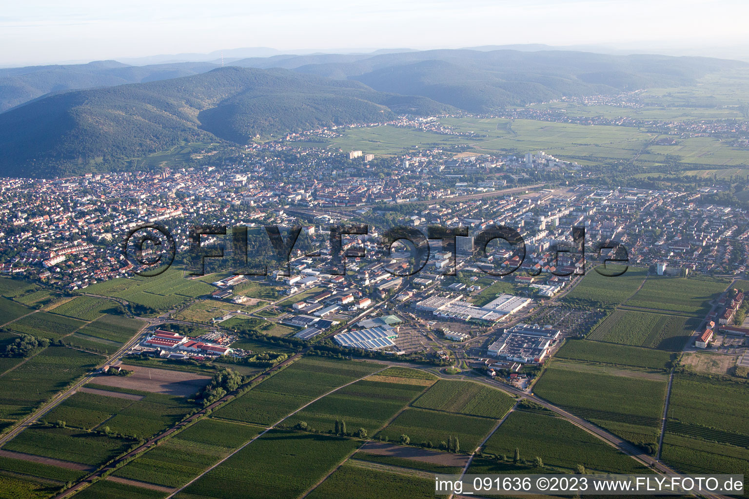 Aerial photograpy of Neustadt an der Weinstraße in the state Rhineland-Palatinate, Germany