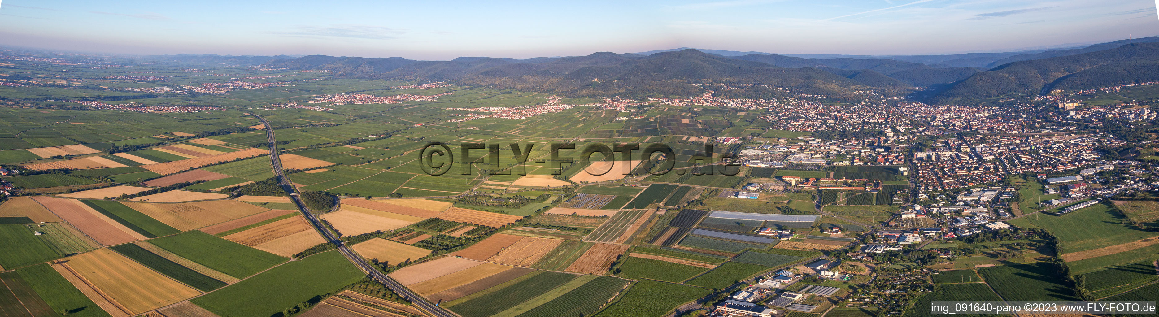 Panorama of the A65 in SÜW in Neustadt an der Weinstraße in the state Rhineland-Palatinate, Germany