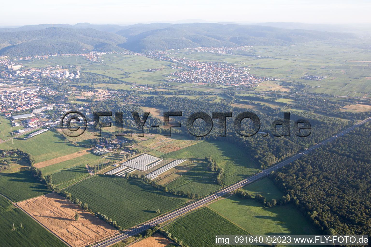 Neustadt an der Weinstraße in the state Rhineland-Palatinate, Germany from above