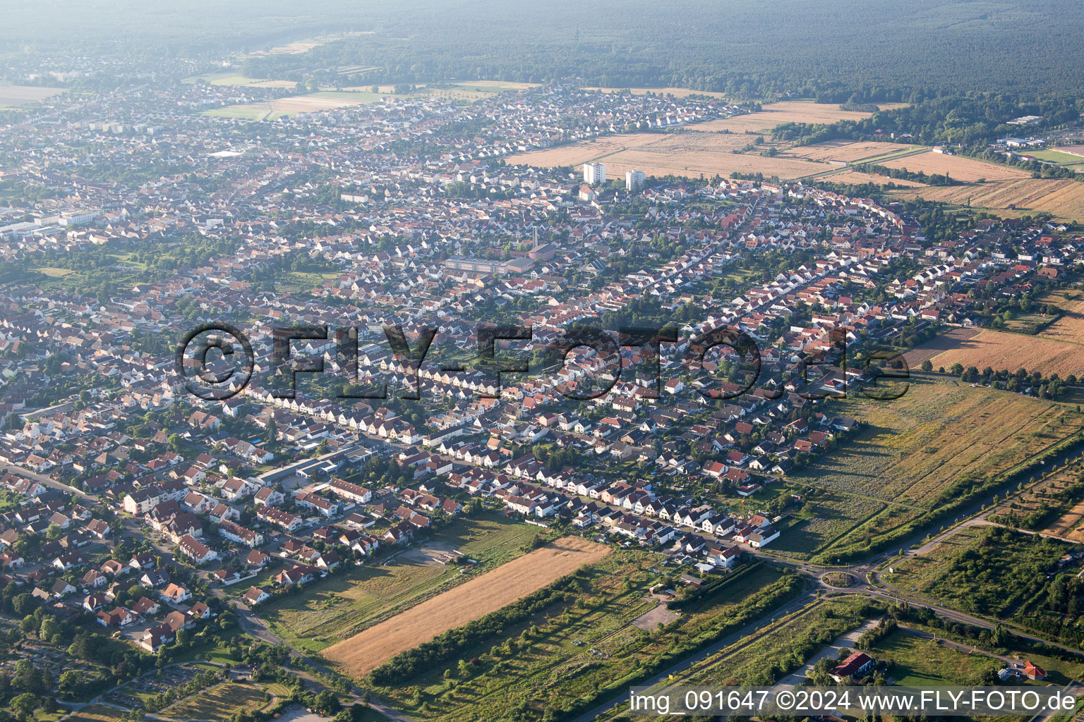 Aerial view of Haßloch in the state Rhineland-Palatinate, Germany