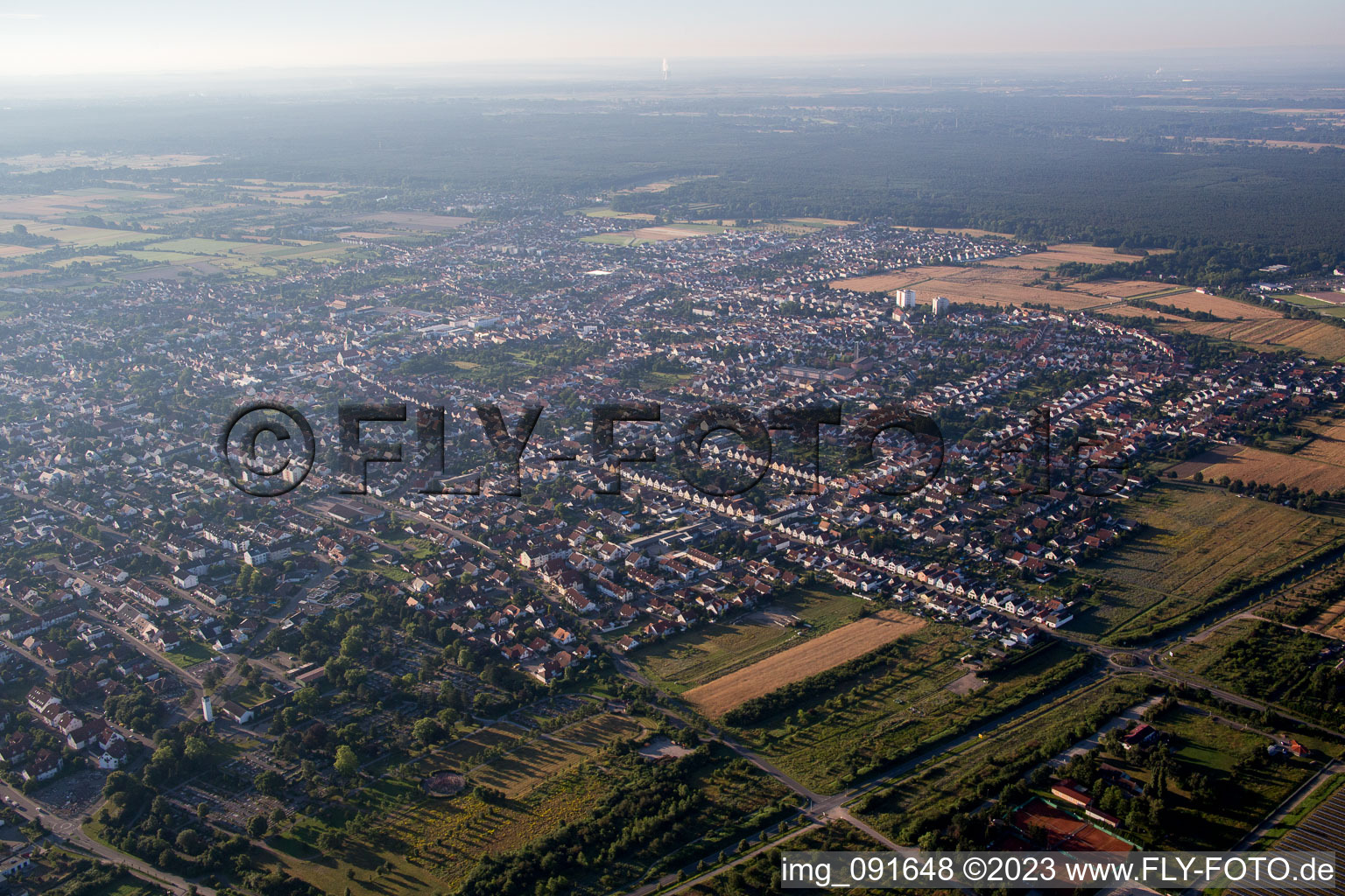 Aerial photograpy of Haßloch in the state Rhineland-Palatinate, Germany