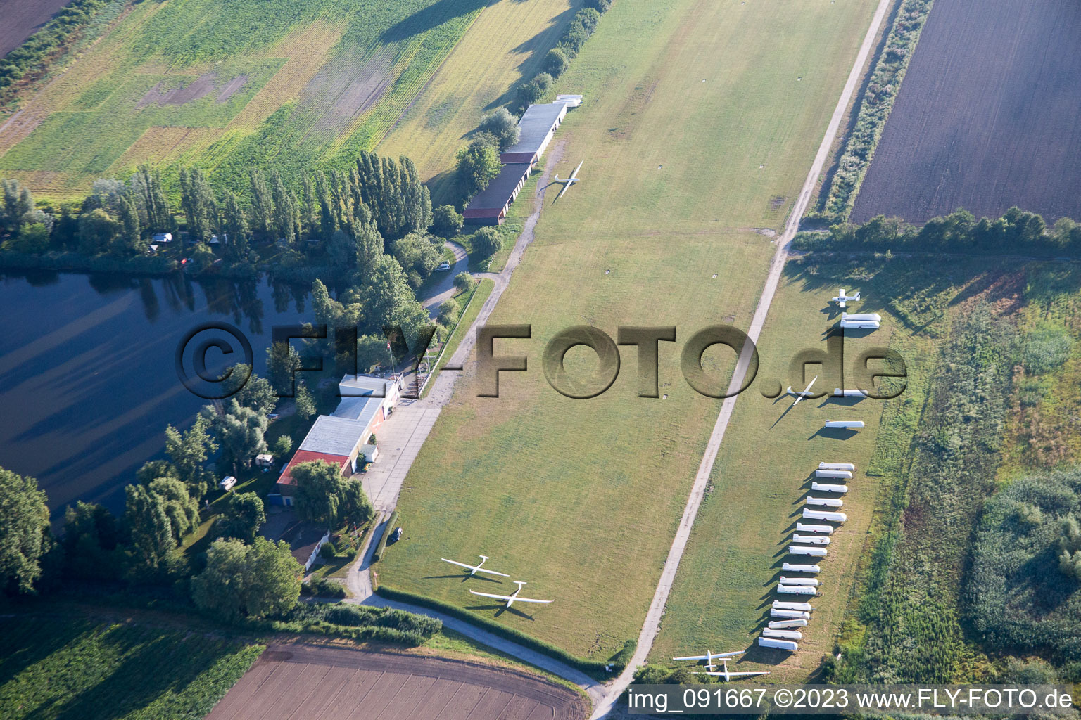 Aerial view of Glider airfield in the district Dannstadt in Dannstadt-Schauernheim in the state Rhineland-Palatinate, Germany