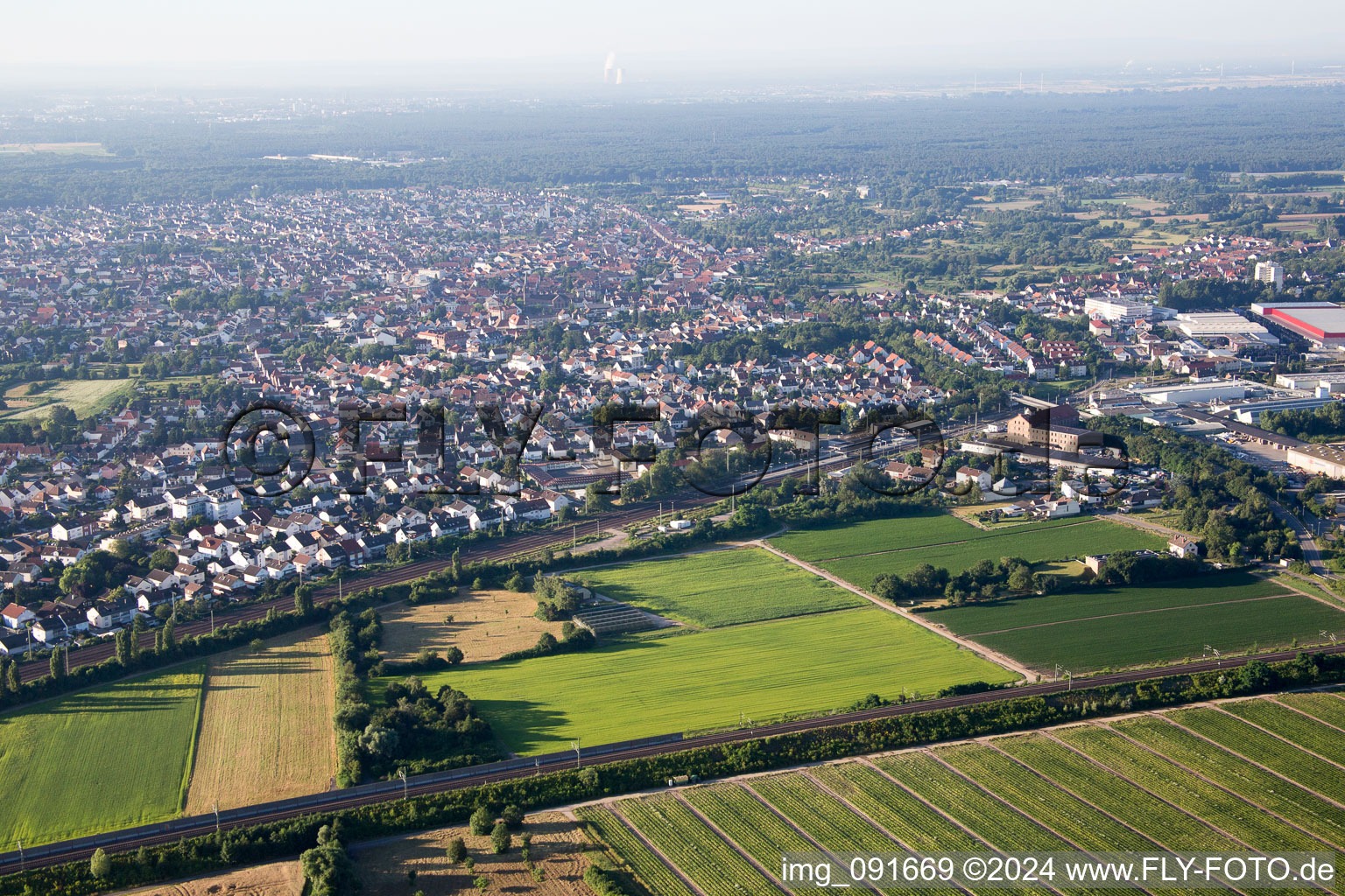 Schifferstadt in the state Rhineland-Palatinate, Germany out of the air