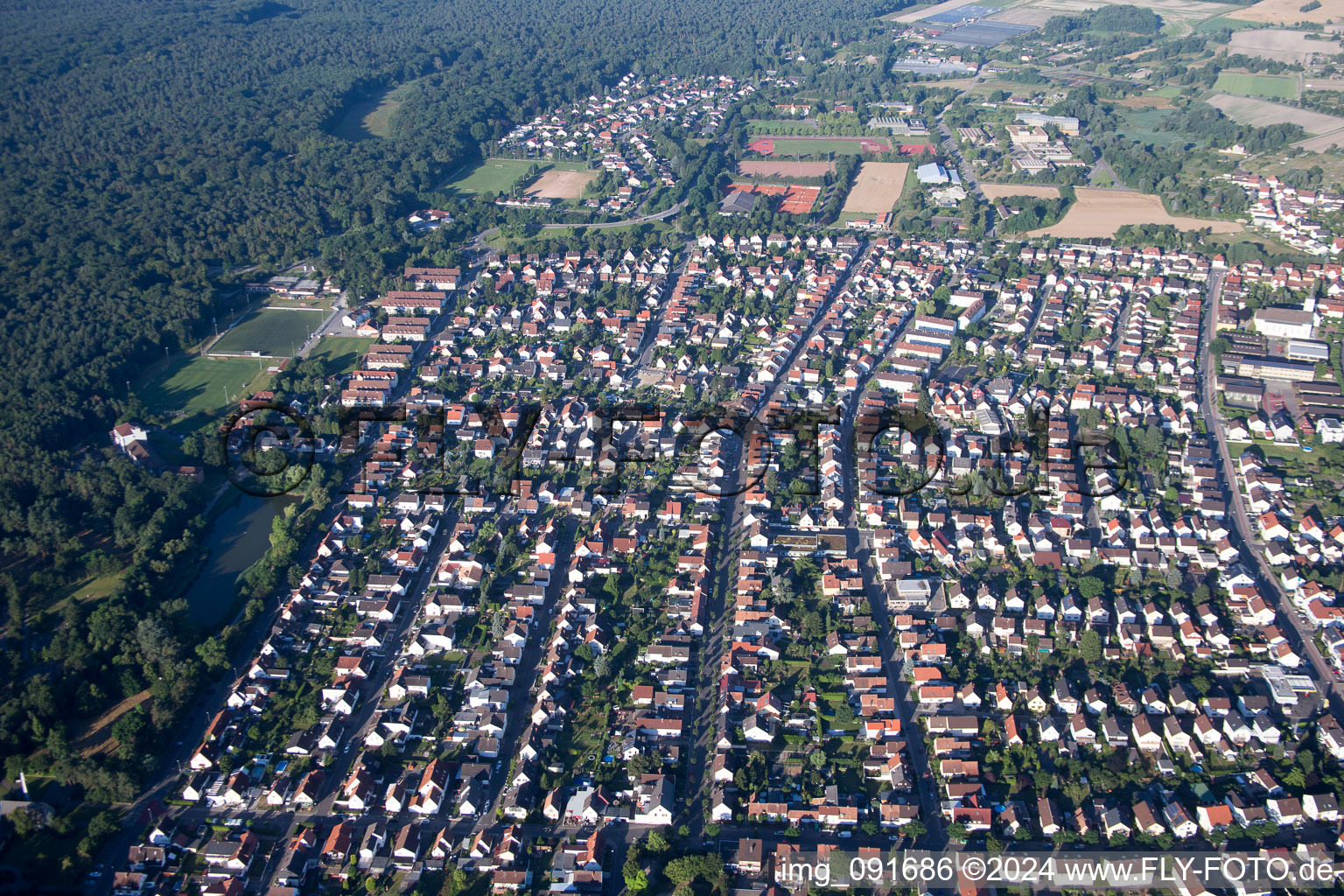 Drone recording of Schifferstadt in the state Rhineland-Palatinate, Germany