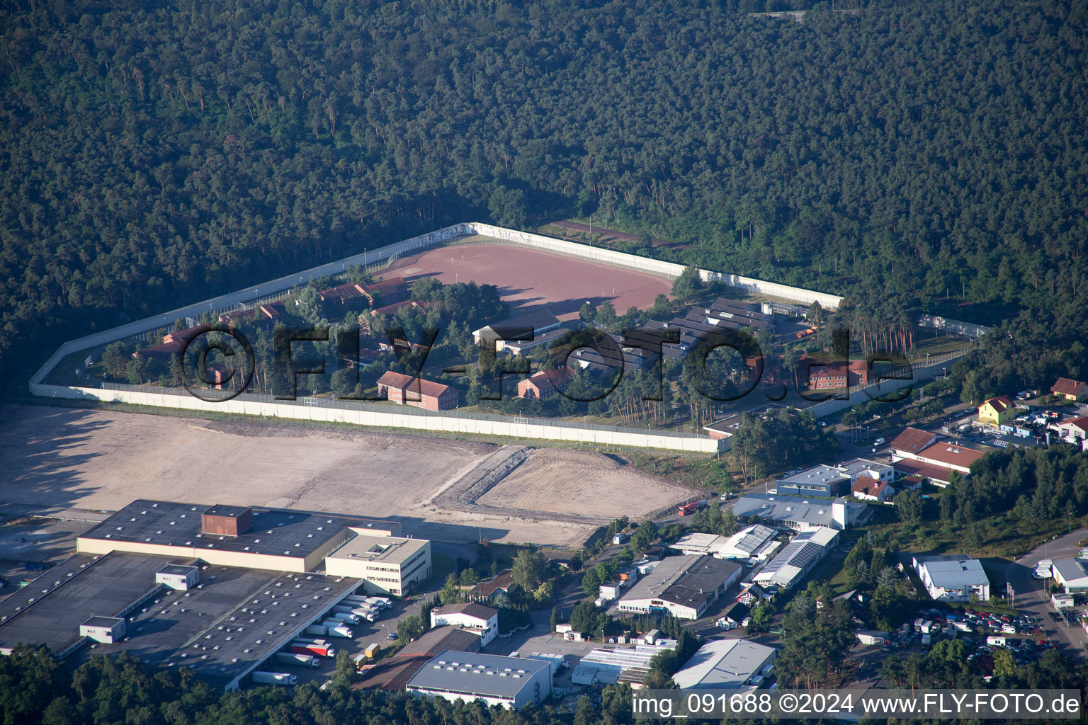 Aerial view of Youth prison in Schifferstadt in the state Rhineland-Palatinate, Germany