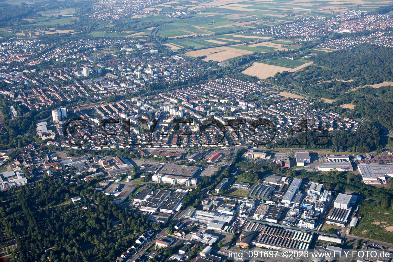 Bird's eye view of N in Speyer in the state Rhineland-Palatinate, Germany