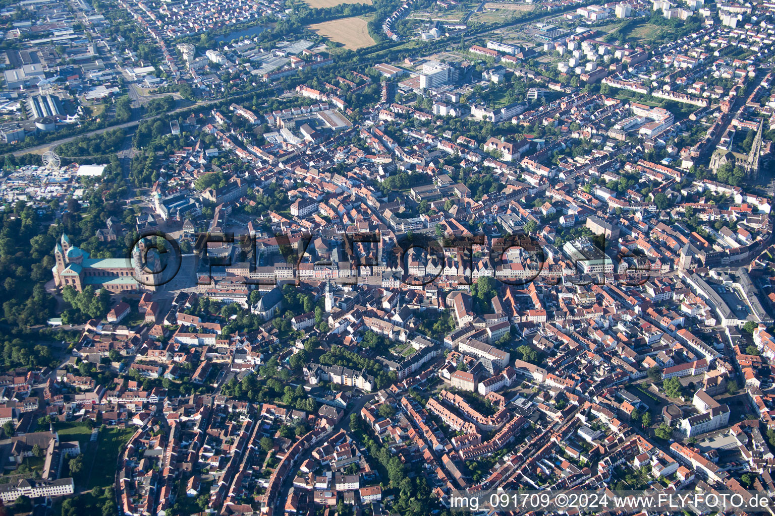 Speyer in the state Rhineland-Palatinate, Germany seen from above