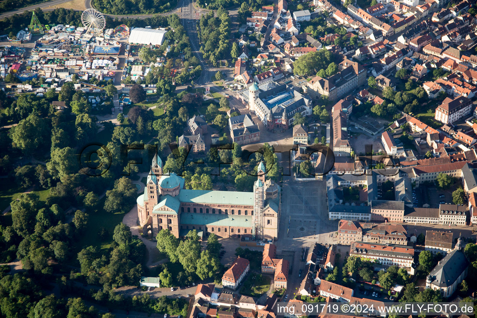 Speyer in the state Rhineland-Palatinate, Germany seen from a drone