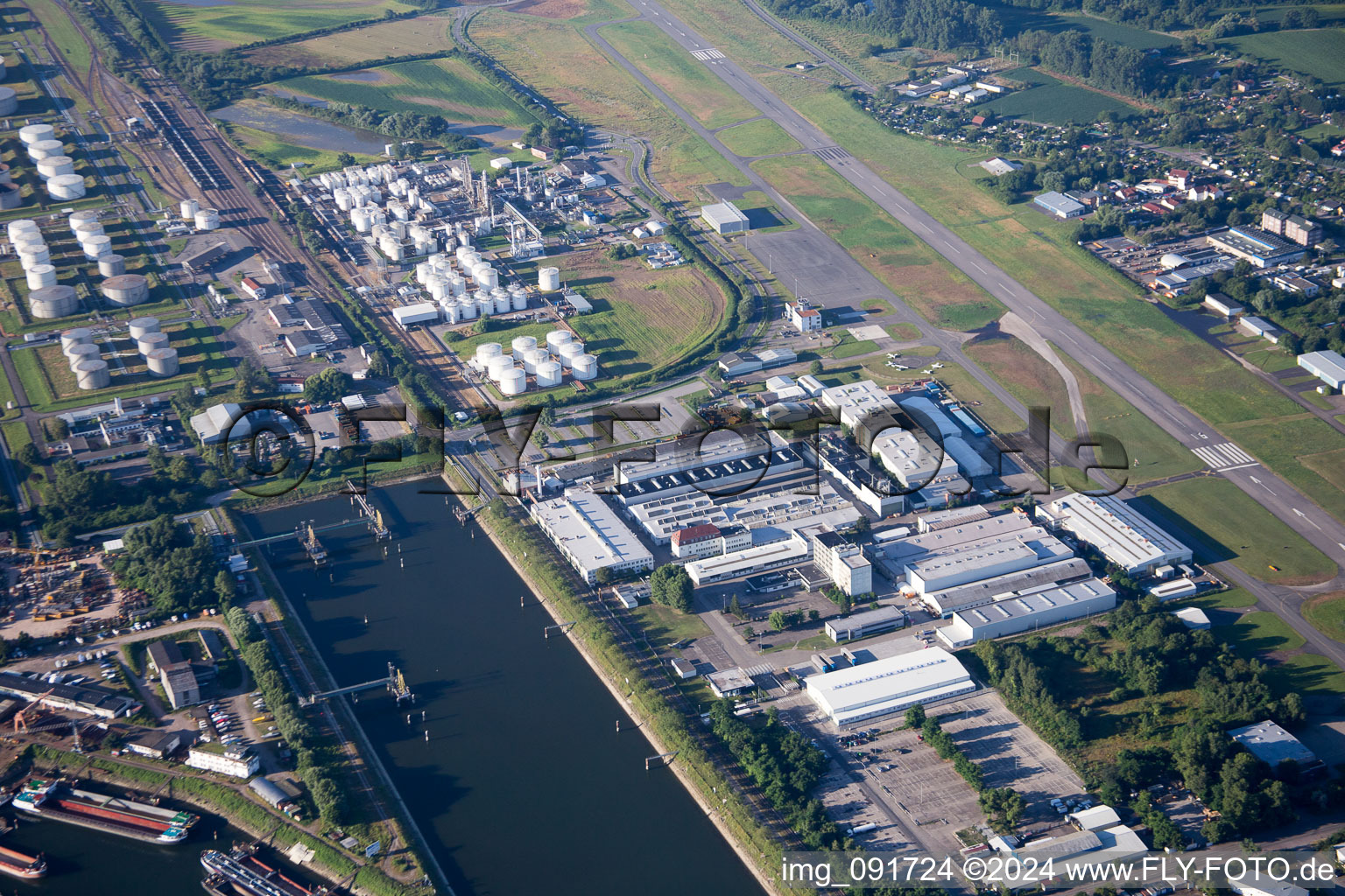 Aerial photograpy of Airport in Speyer in the state Rhineland-Palatinate, Germany