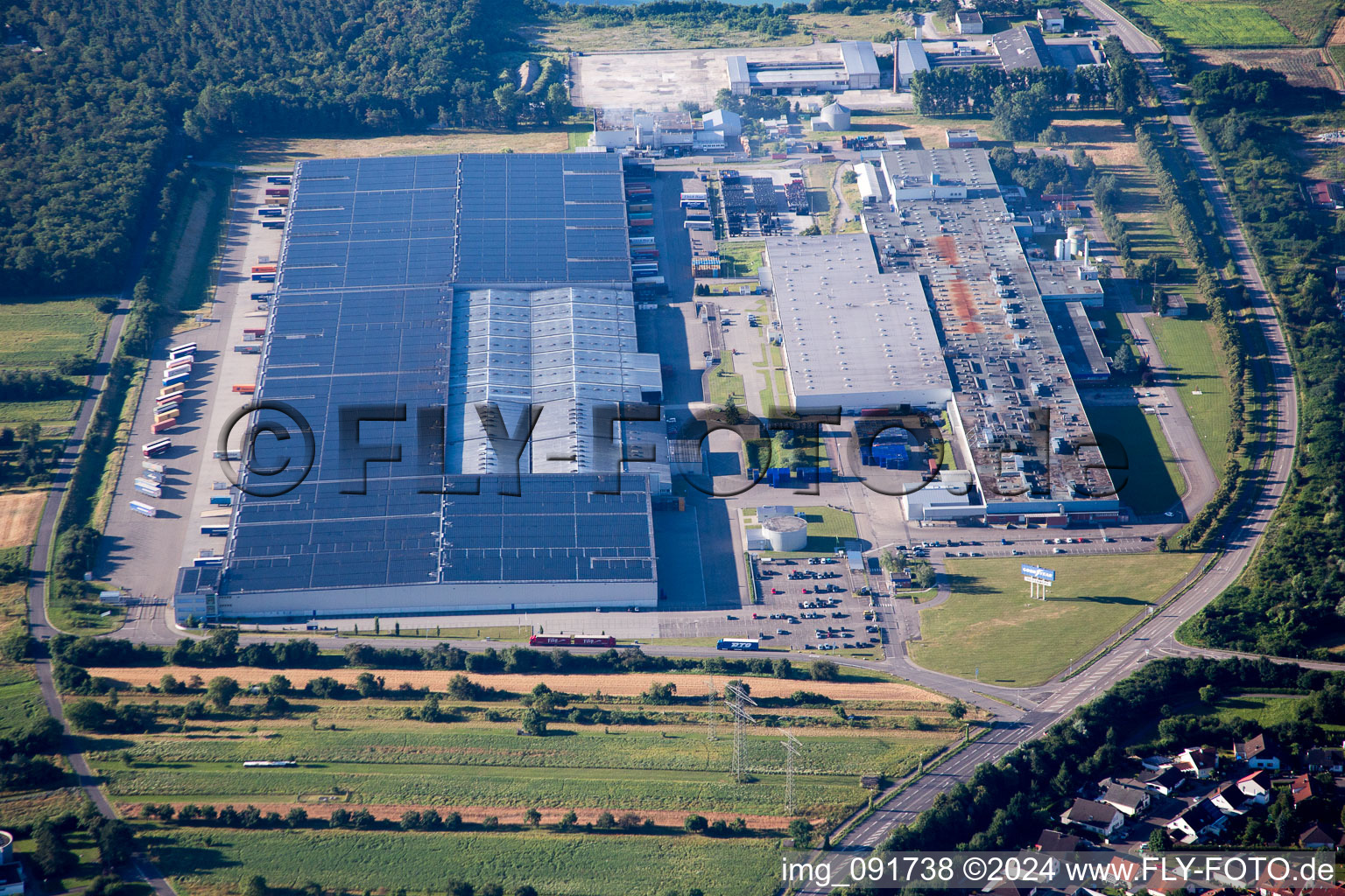 Bird's eye view of Philippsburg in the state Baden-Wuerttemberg, Germany