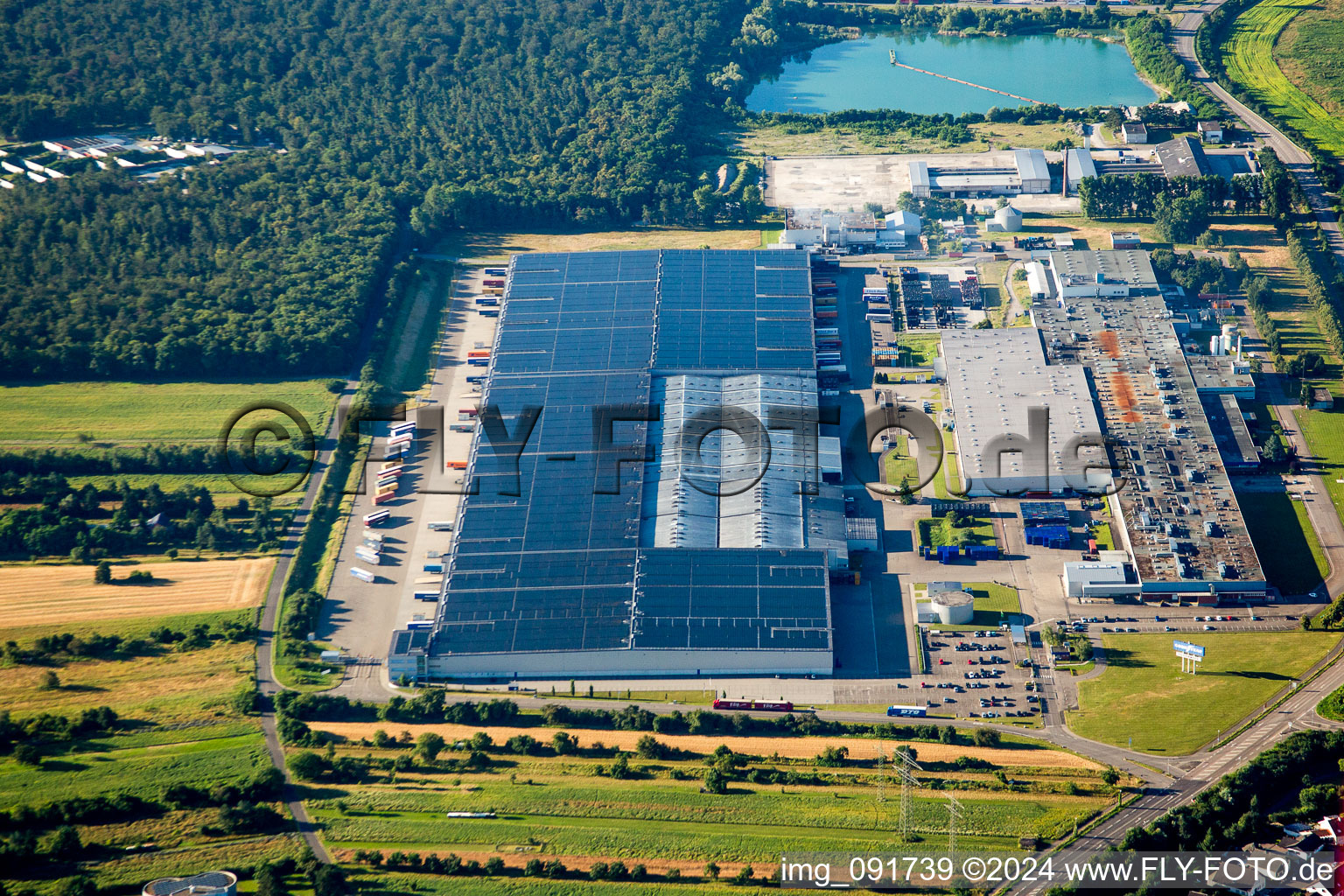 Building and production halls on the premises of Goodyear Dunlop Tires Germany on Goodyearstrasse in Philippsburg in the state Baden-Wurttemberg, Germany. Involved is: Goodyear Dunlop Tires Germany GmbH